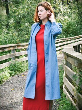 1970's/1980's Baby Blue Pea Coat - Women's Size M